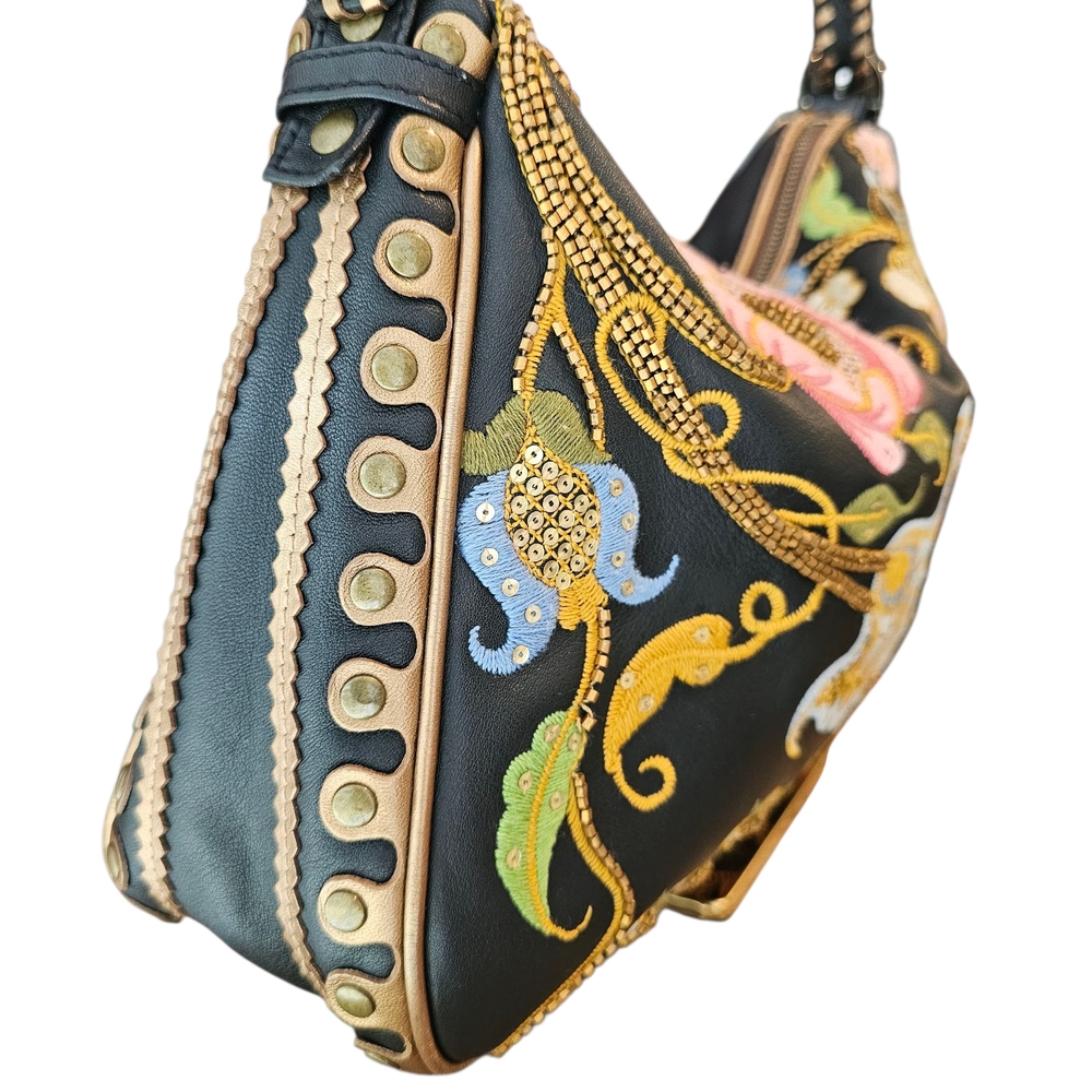 Isabella Fiore Artistic Black and Pink Shoulder Bag - Picture 2 of 7